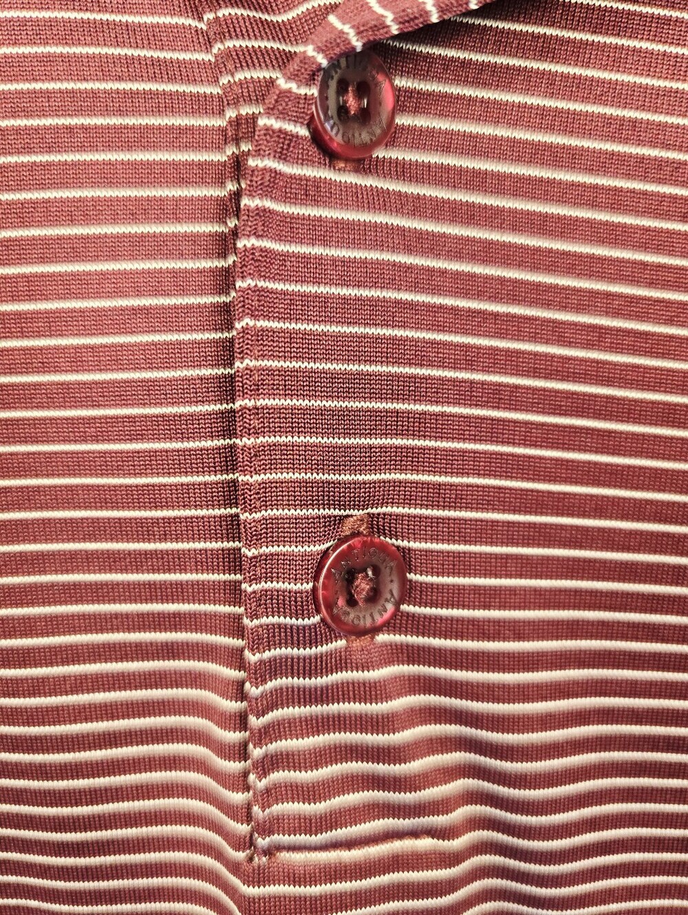 Antigua Texas A&M Maroon Striped S Sleeve 1/4 Button Poly Polo Shirt. Mens XXL - Picture 5 of 9